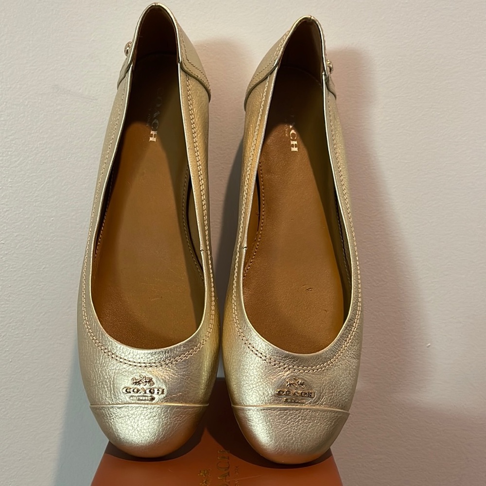 Coach Chelsea Metallic Gold flat NWB